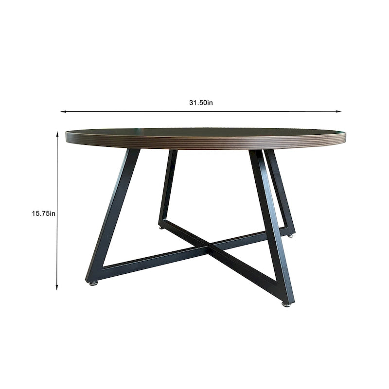 Table basse ronde de style vintage patiné