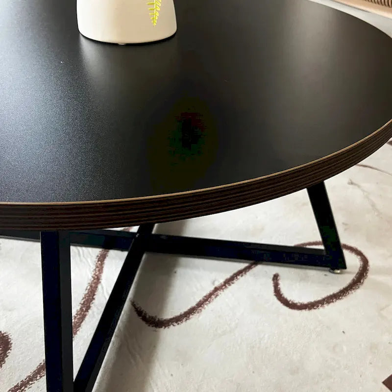 Table basse ronde de style vintage patiné