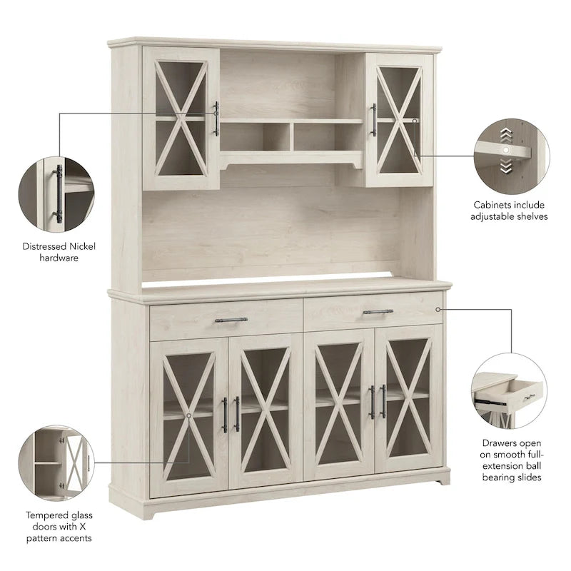 60W Sideboard-Buffetschrank mit Aufsatz