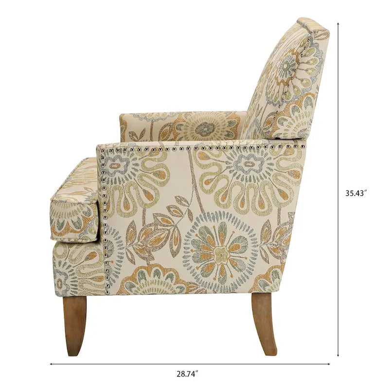 Fauteuil d’appoint moderne pour le salon avec pieds en bouleau et revêtement en tissu confortable