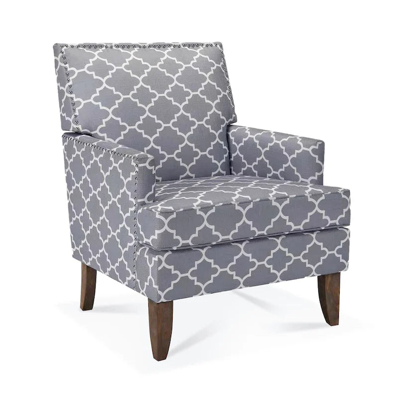 Fauteuil d’appoint moderne pour le salon avec pieds en bouleau et revêtement en tissu confortable