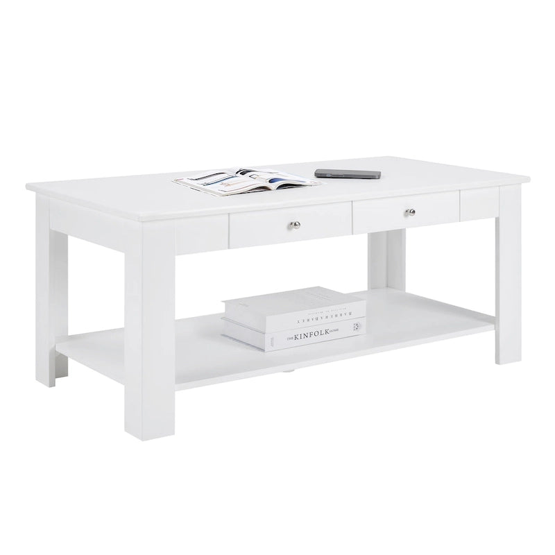 Table basse avec 2 tiroirs et une étagère