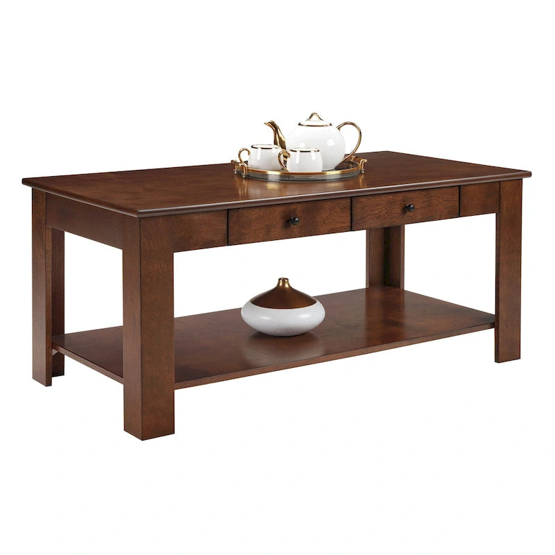 Table basse avec 2 tiroirs et une étagère