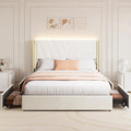 Upholstered Velvet Platform Bed Frame With Wingback Headboard and 4 Storage Drawers