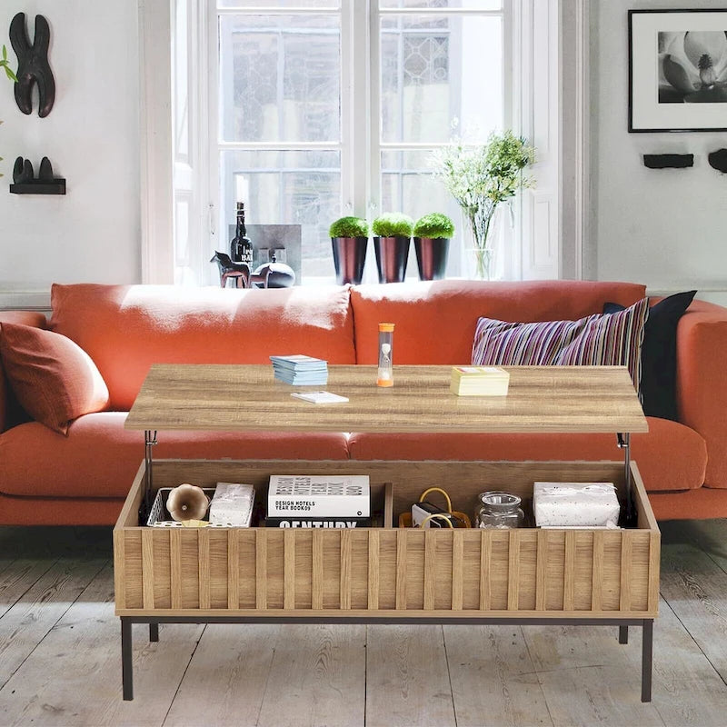 Couchtisch aus Holz, Couchtisch mit Lift-Top und großem verstecktem Stauraum - 22*43