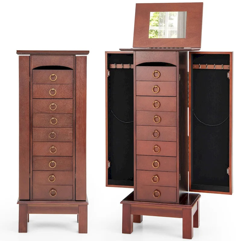 Schmuckschrank aus Holz, Aufbewahrungsbox und Organizer - 10.5 X16 X40