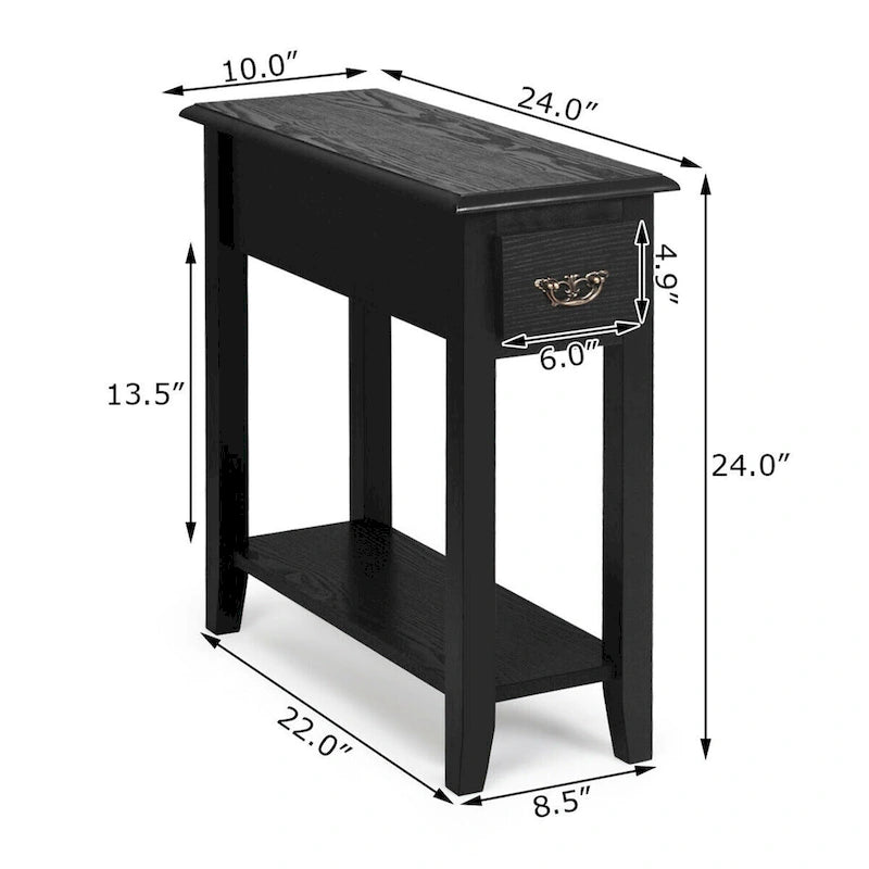Juego de 2 mesitas de noche de 2 niveles, mesa auxiliar para cama o sofá con cajón - Ver detalles