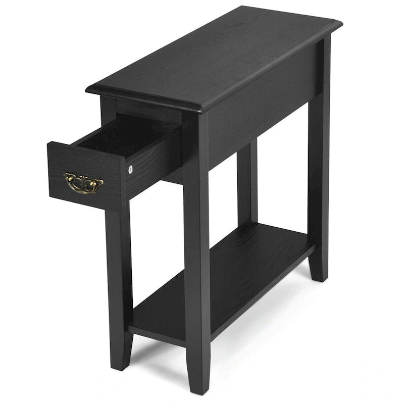 Juego de 2 mesitas de noche de 2 niveles, mesa auxiliar para cama o sofá con cajón - Ver detalles