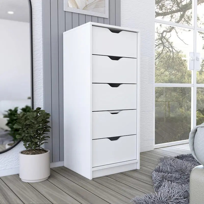 Moderne Kommode mit 5 Schubladen, hoher Schlafzimmer-Schrank mit 18 Inch Stauraum