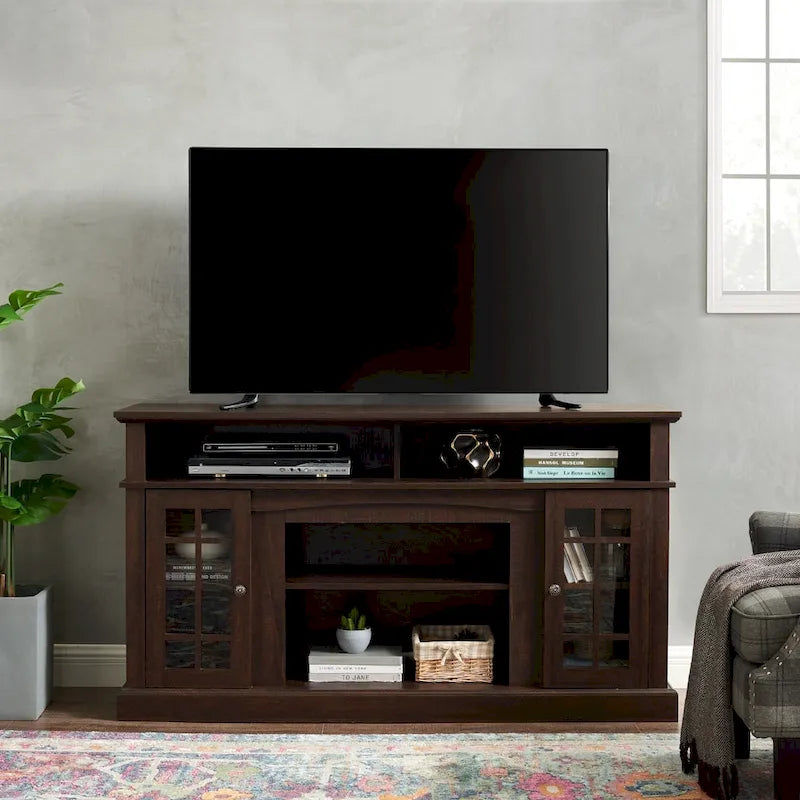 Mueble clásico para TV de 58 con almacenamiento abierto y cerrado, para televisores de hasta 65