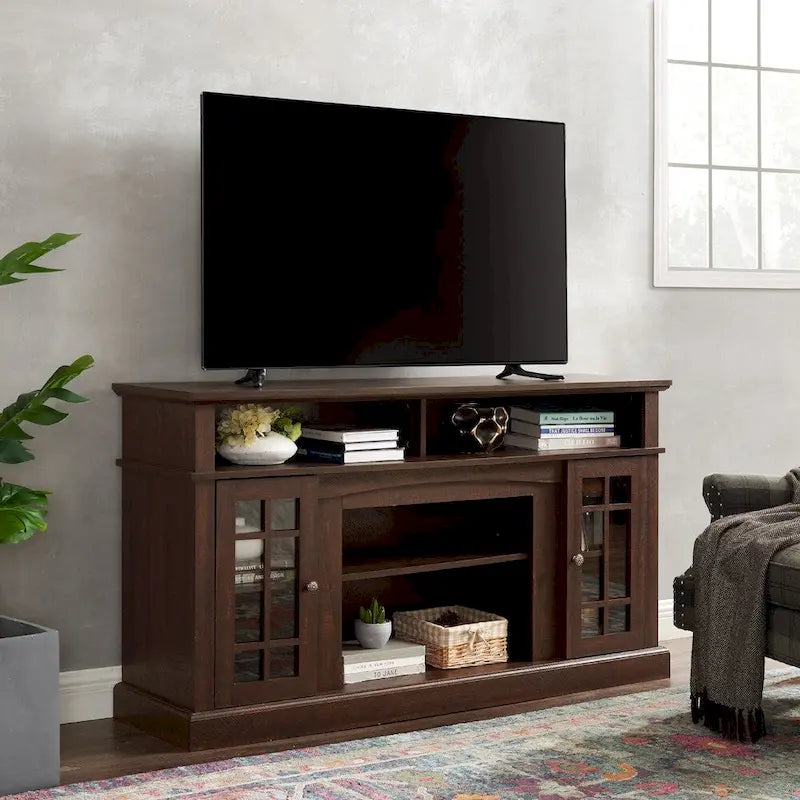 Mueble clásico para TV de 58 con almacenamiento abierto y cerrado, para televisores de hasta 65