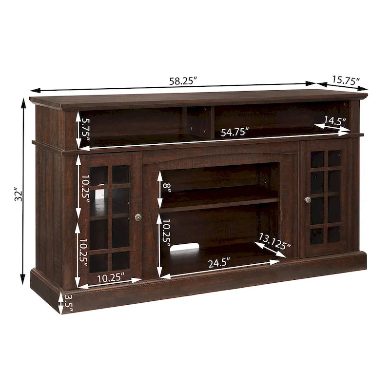 Mueble clásico para TV de 58 con almacenamiento abierto y cerrado, para televisores de hasta 65