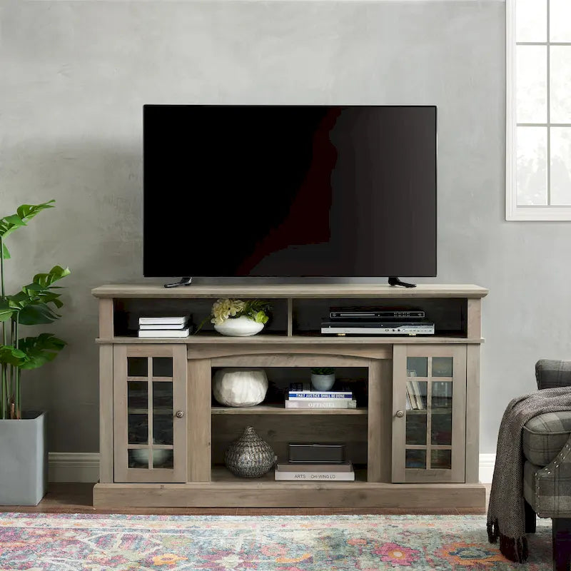 Mueble clásico para TV de 58 con almacenamiento abierto y cerrado, para televisores de hasta 65