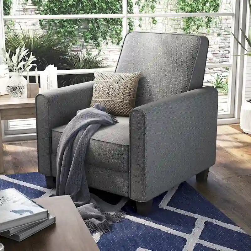 Fauteuil inclinable classique à rembourrage passepoilé en tissu