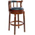 Tabourets de bar en bois et cuir au style vintage vieilli