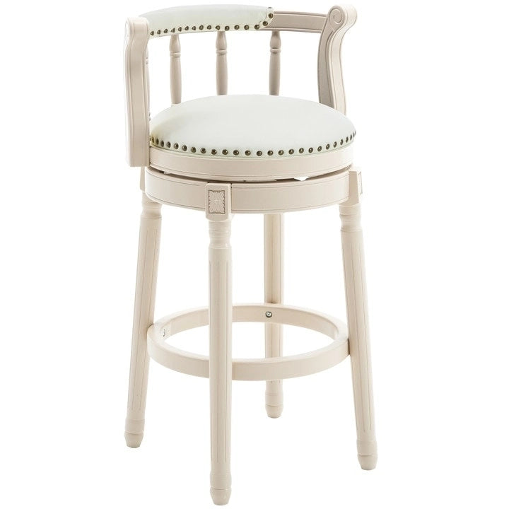 Holz-Barhocker mit Lederbezug im Used-Look und Vintage-Stil