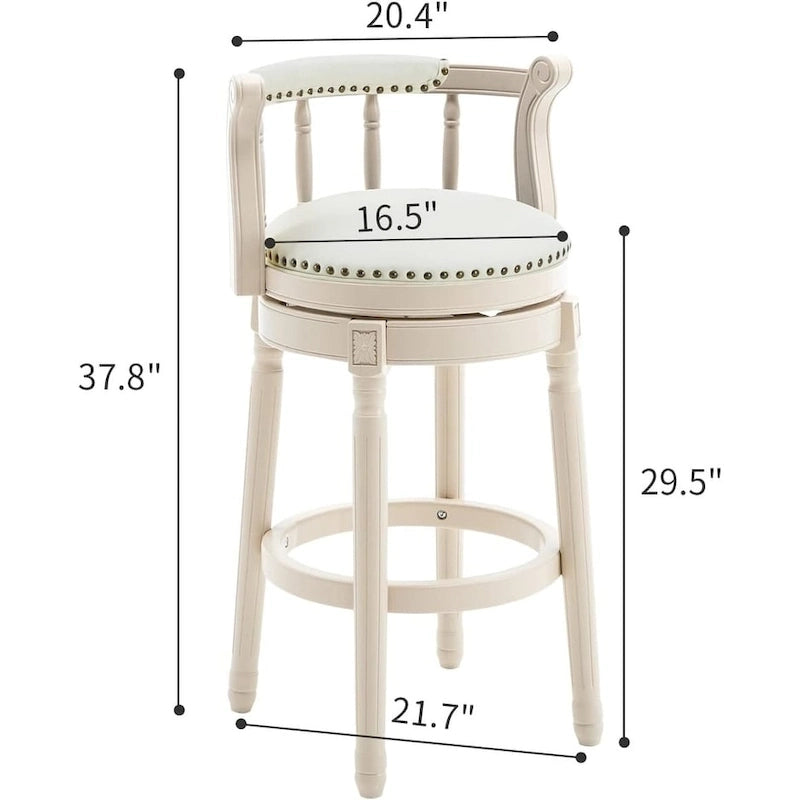 Tabourets de bar en bois et cuir au style vintage vieilli