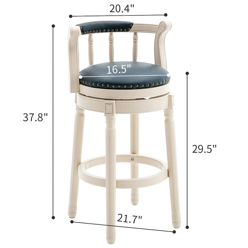 Tabourets de bar en bois et cuir au style vintage vieilli
