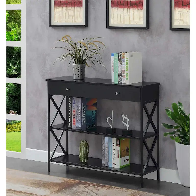 Mesa consola con cajones y estantes