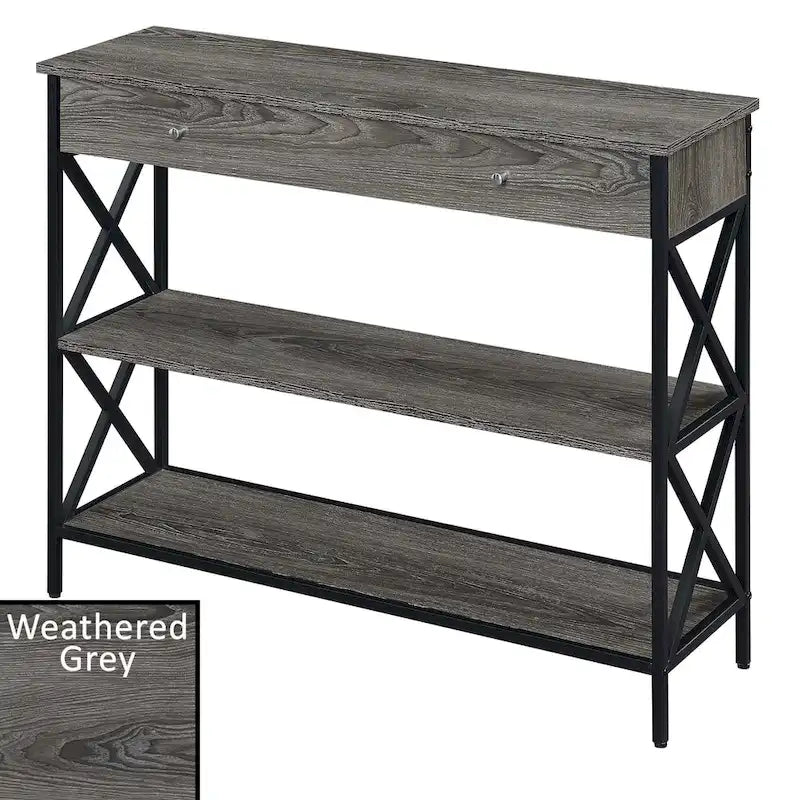 Mesa consola con cajones y estantes