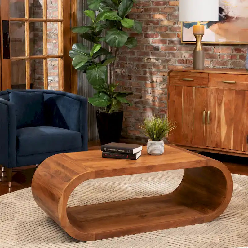Mesa de cóctel de madera de mango - 51x23x18