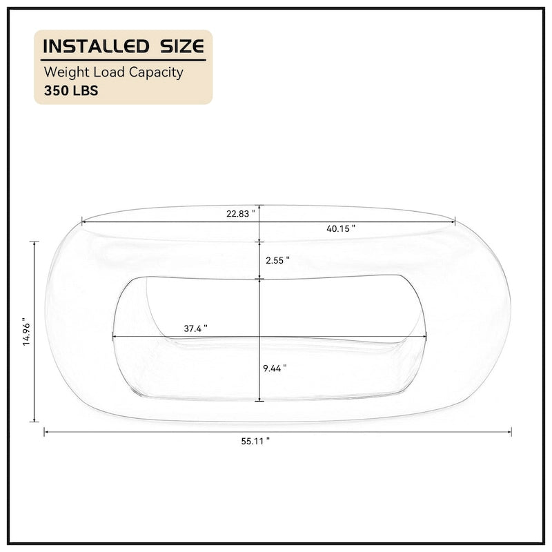 Table basse ou d’appoint ovale contemporaine à rangement creux plat, noir et blanc