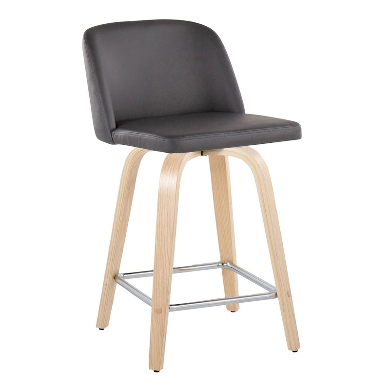 Tabouret de comptoir de 24 avec base en bois naturel (lot de 2)