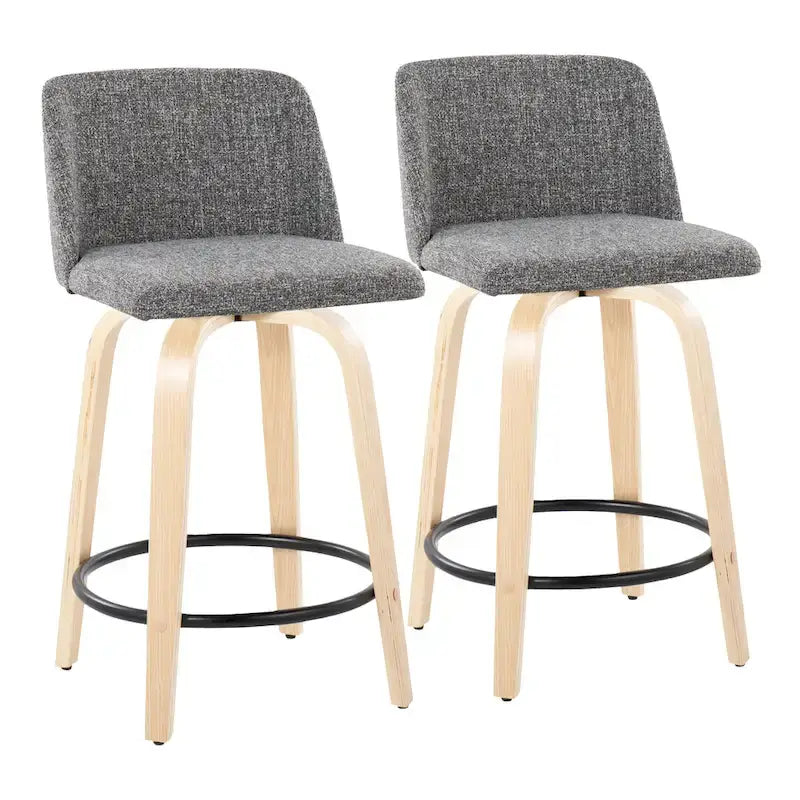 Tabouret de comptoir de 24 avec base en bois naturel (lot de 2)