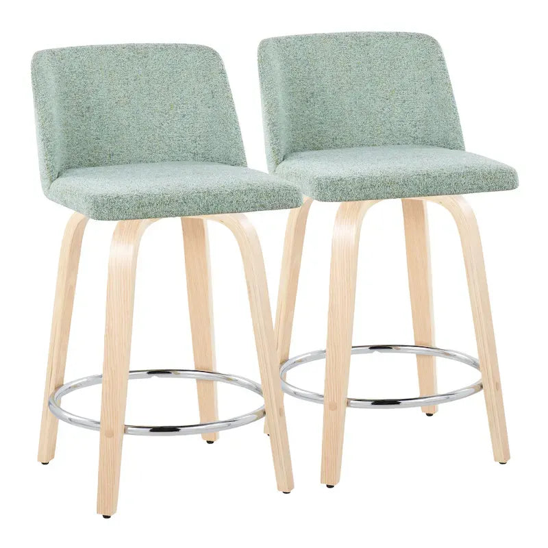 Tabouret de comptoir de 24 avec base en bois naturel (lot de 2)