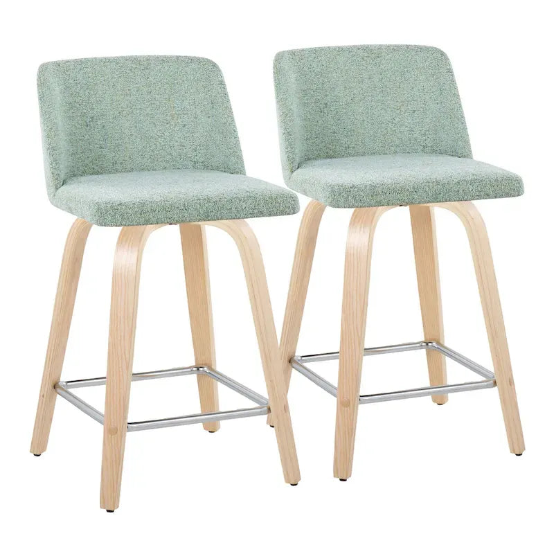 Tabouret de comptoir de 24 avec base en bois naturel (lot de 2)
