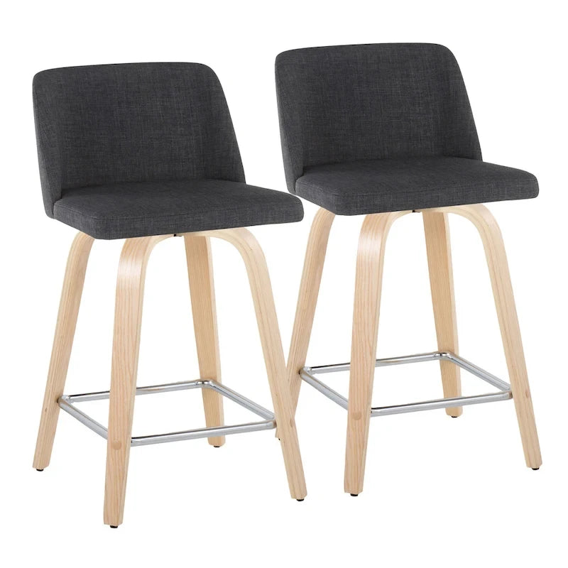 Tabouret de comptoir de 24 avec base en bois naturel (lot de 2)