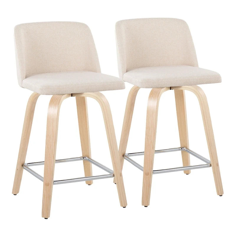 Tabouret de comptoir de 24 avec base en bois naturel (lot de 2)