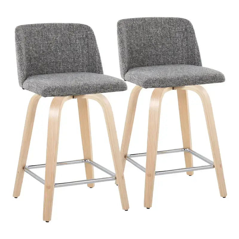Tabouret de comptoir de 24 avec base en bois naturel (lot de 2)