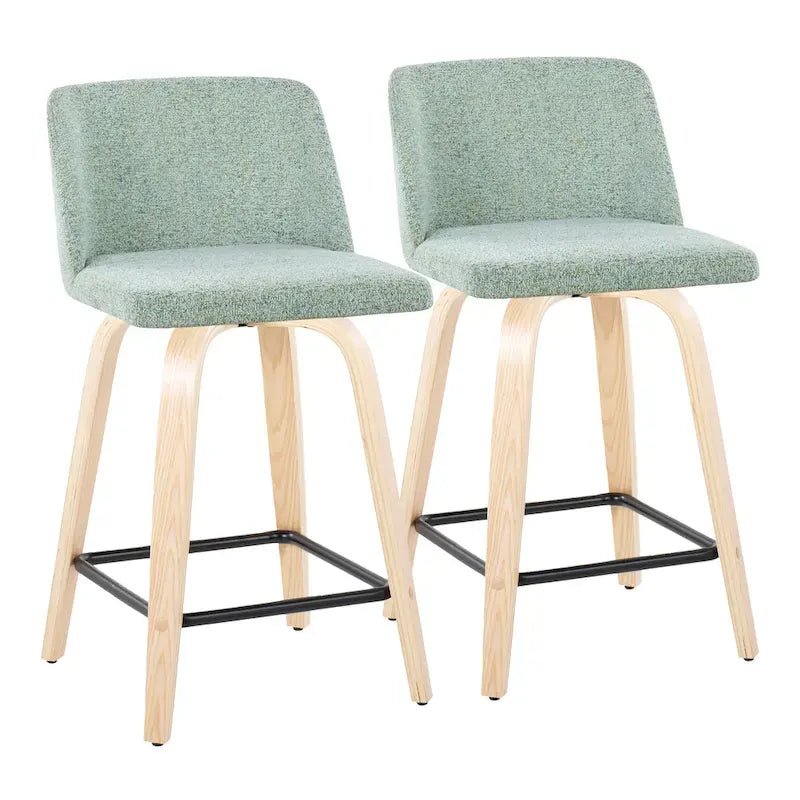 Tabouret de comptoir de 24 avec base en bois naturel (lot de 2)