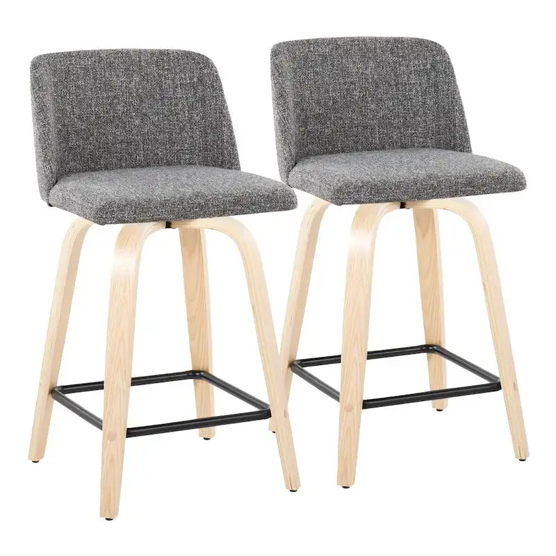 Tabouret de comptoir de 24 avec base en bois naturel (lot de 2)