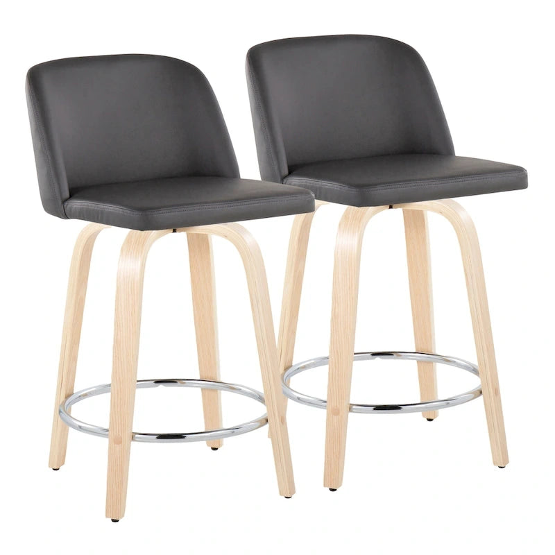 Tabouret de comptoir de 24 avec base en bois naturel (lot de 2)