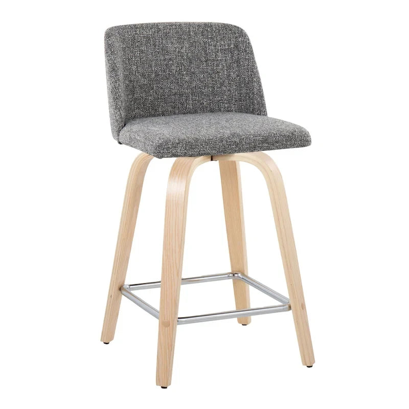Tabouret de comptoir de 24 avec base en bois naturel (lot de 2)