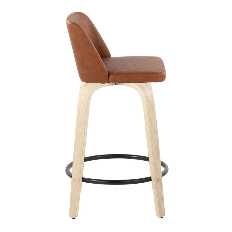 Tabouret de comptoir de 24 avec base en bois naturel (lot de 2)