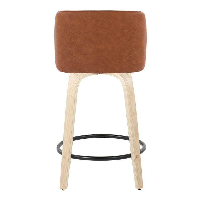 Tabouret de comptoir de 24 avec base en bois naturel (lot de 2)