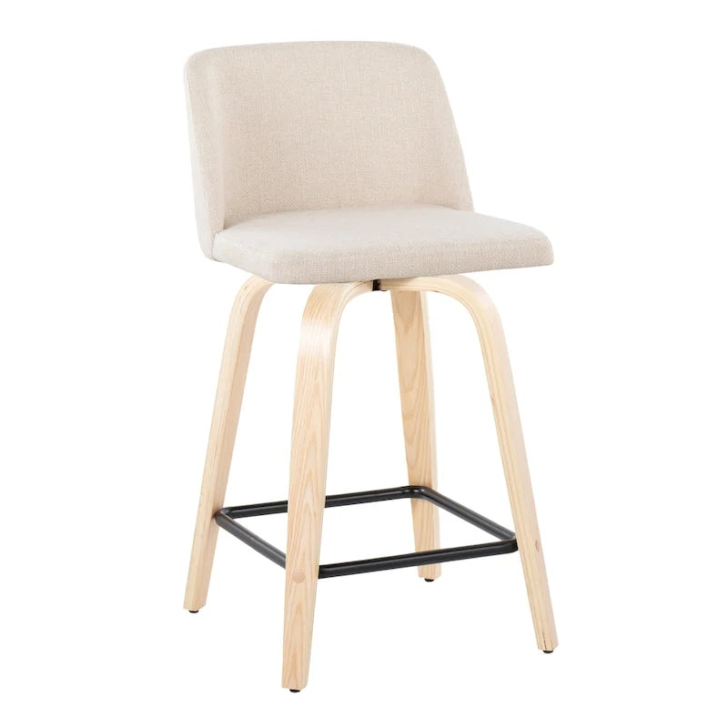 Tabouret de comptoir de 24 avec base en bois naturel (lot de 2)