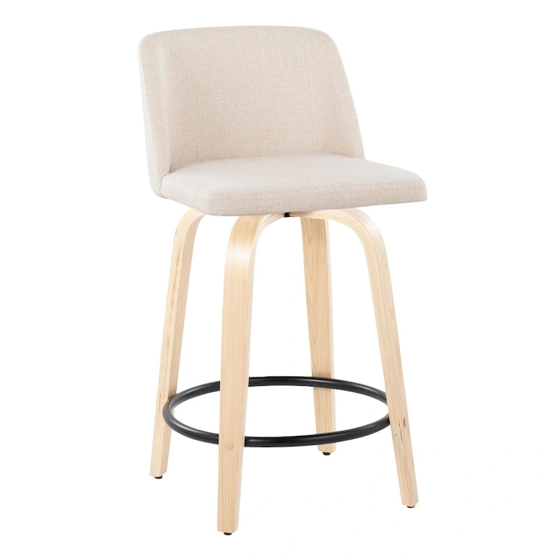 Tabouret de comptoir de 24 avec base en bois naturel (lot de 2)