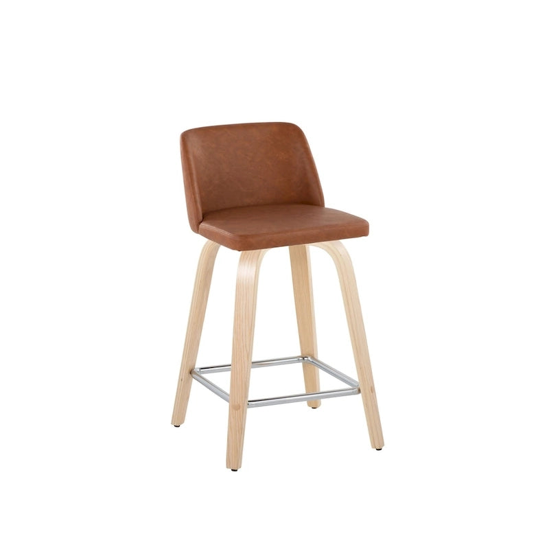 Tabouret de comptoir de 24 avec base en bois naturel (lot de 2)