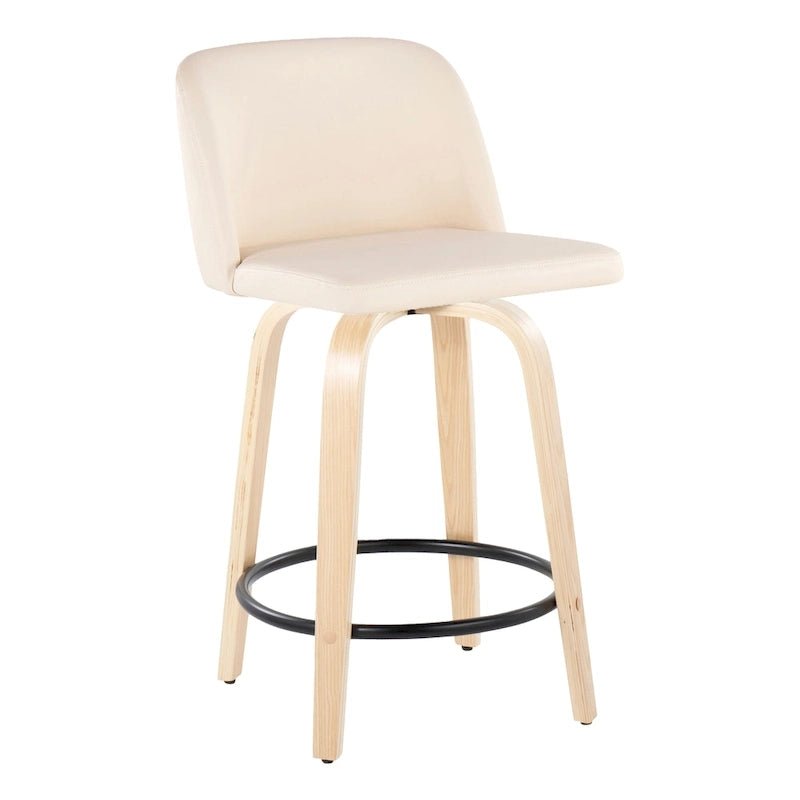 Tabouret de comptoir de 24 avec base en bois naturel (lot de 2)