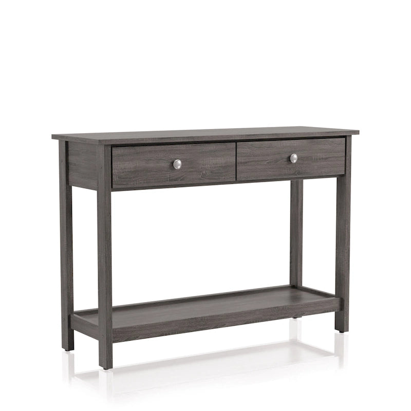 Table de canapé rustique grise en bois avec 1 étagère, 43 pouces