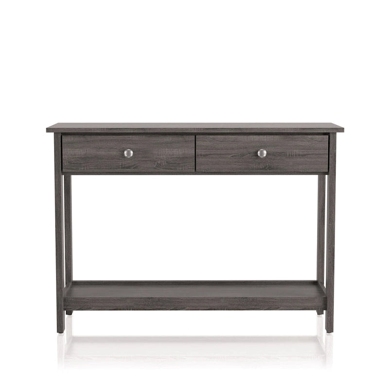 Table de canapé rustique grise en bois avec 1 étagère, 43 pouces