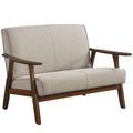 Loveseat aus Wengéholz und Leinen im Mid-Century-Modern-Stil