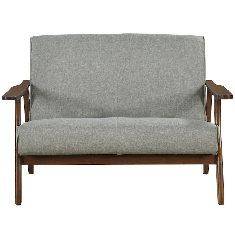 Loveseat aus Wengéholz und Leinen im Mid-Century-Modern-Stil