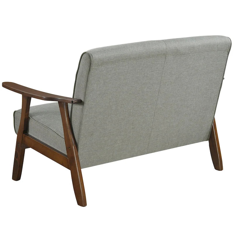 Loveseat aus Wengéholz und Leinen im Mid-Century-Modern-Stil
