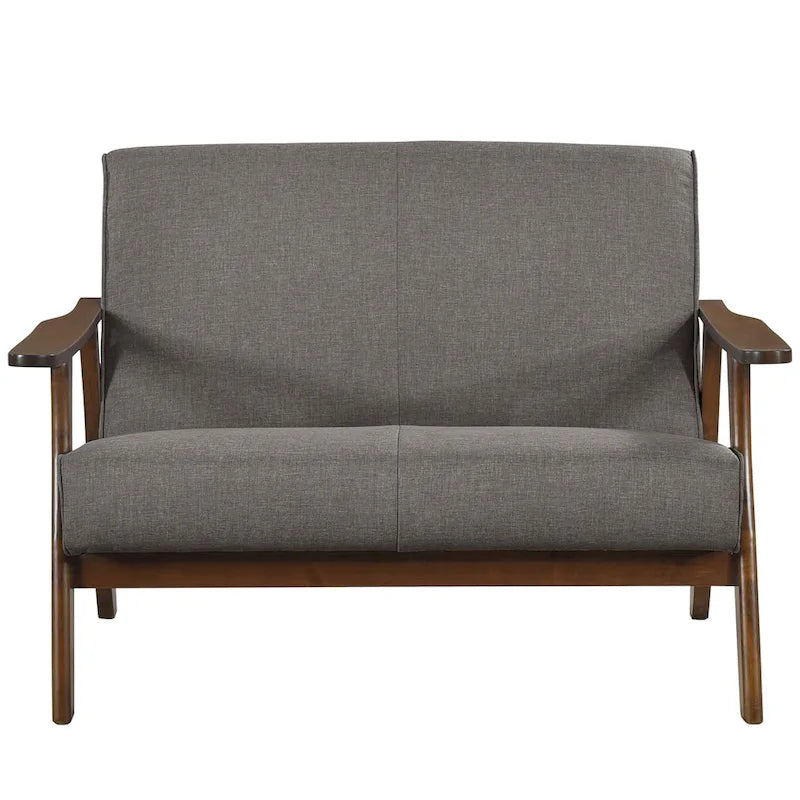 Loveseat aus Wengéholz und Leinen im Mid-Century-Modern-Stil