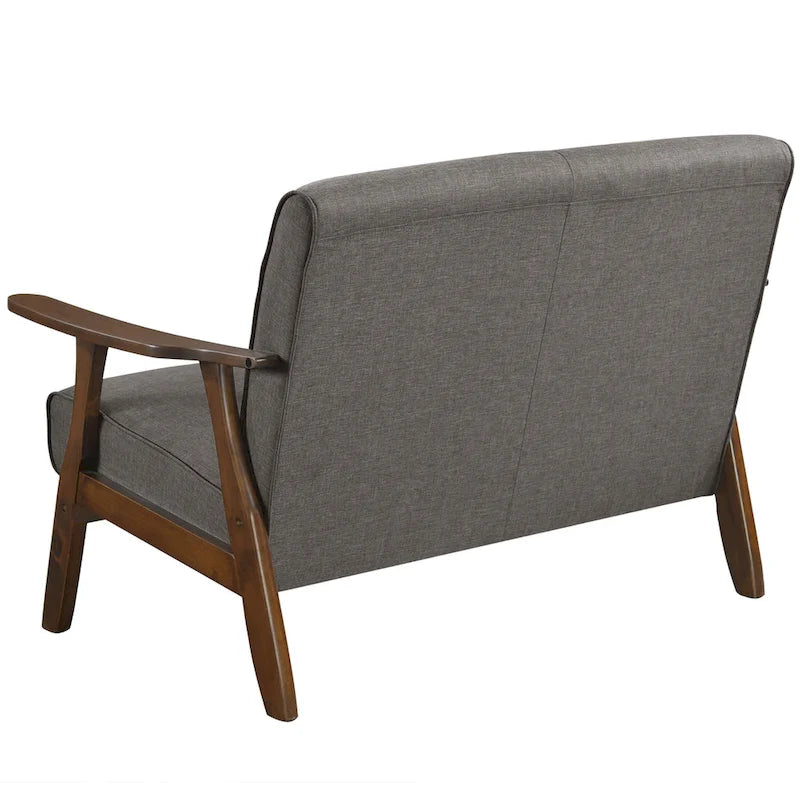 Loveseat aus Wengéholz und Leinen im Mid-Century-Modern-Stil